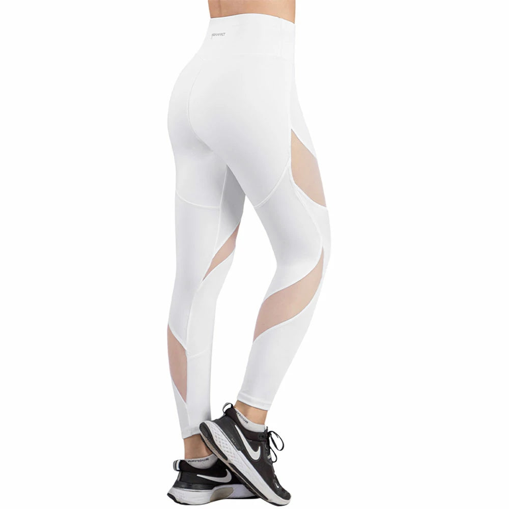 CAPRI DEPORTIVO PARA DAMA SOPORTE ABDOMINAL CON TRANSPARENCIAS ARMONIOSAS EN COLOR BLANCO - HIGH IMPACT