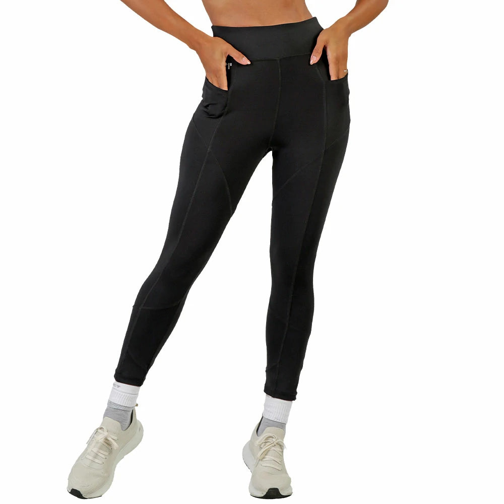 Leggings negros con paneles de mesh laterales BÁSICOS