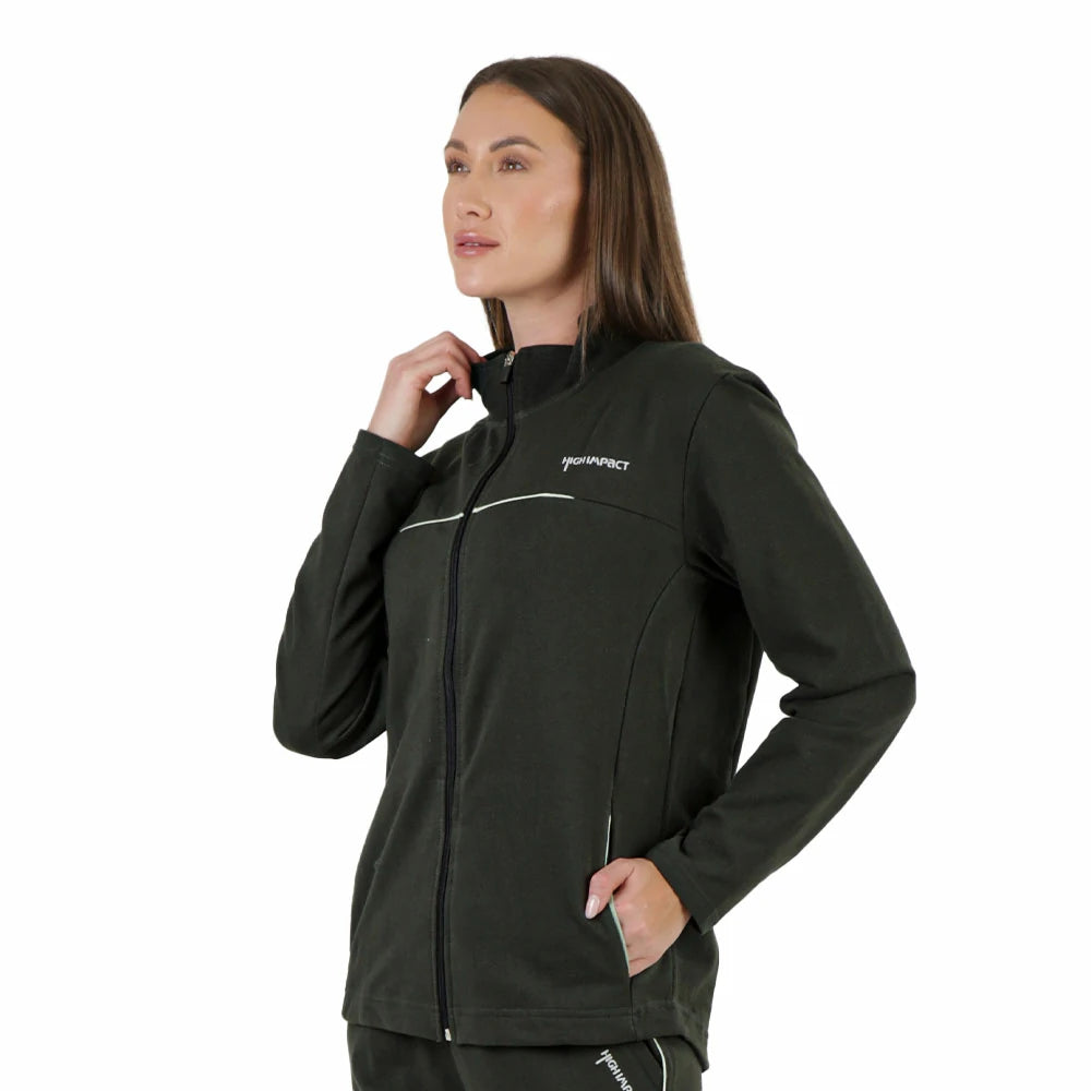 CHAMARRA DEPORTIVA UNISEX DE CORTE RECTO Y CUELLO ALTO CON APLICACION REFLEJANTE