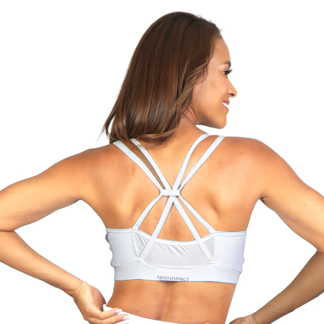 Top Corto blancos con paneles de malla laterales BÁSICOS