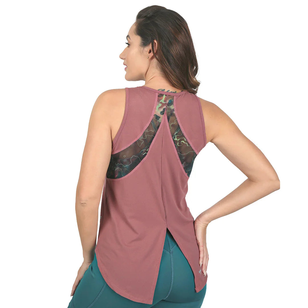 Camiseta palo de rosa sin mangas con apertura en la espalda Ramà High Impact