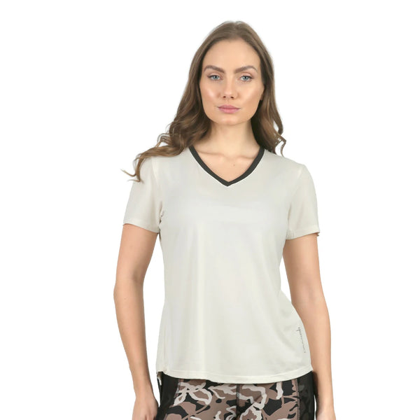 Camiseta manga corta beige con apertura en la espalda Stiniva