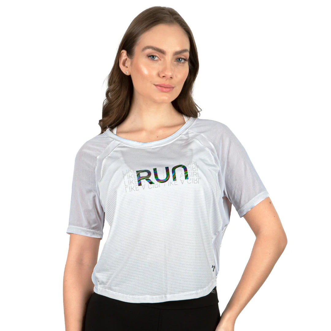Camiseta manga corta blanca con estampado Run Spectra