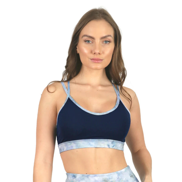 Top azul con estampado Inspire con tirantes