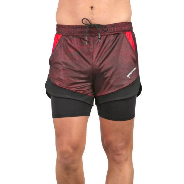 Short doble caballero rojo estampado Neutral Ground High Impact