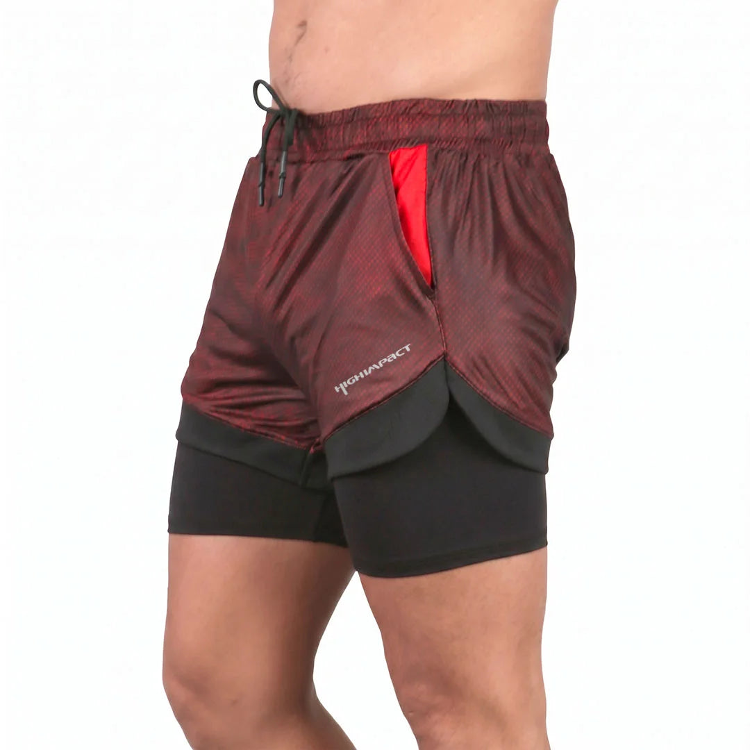 Short doble caballero rojo estampado Neutral Ground High Impact