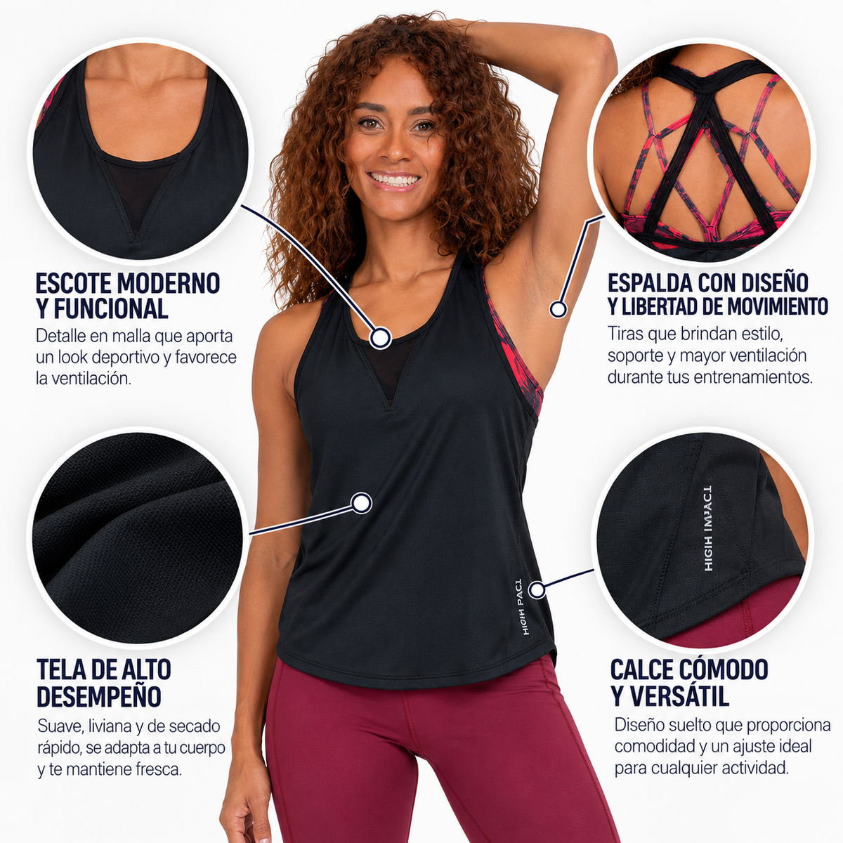 Camiseta Quebec negra sin mangas con espalda abierta - foto 1