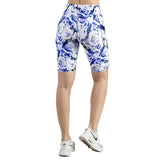 BERMUDA DEPORTIVA PARA DAMA AJUSTADA CORTE ALTO PARA CONTROL DE ABDOMEN  CON BOLSILLOS LATERALES EN ESTAMPADO PRISM  - HIGH IMPACT