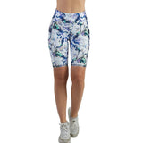 BERMUDA DEPORTIVA PARA DAMA AJUSTADA CORTE ALTO PARA CONTROL DE ABDOMEN  CON BOLSILLOS LATERALES EN ESTAMPADO PRISM  - HIGH IMPACT