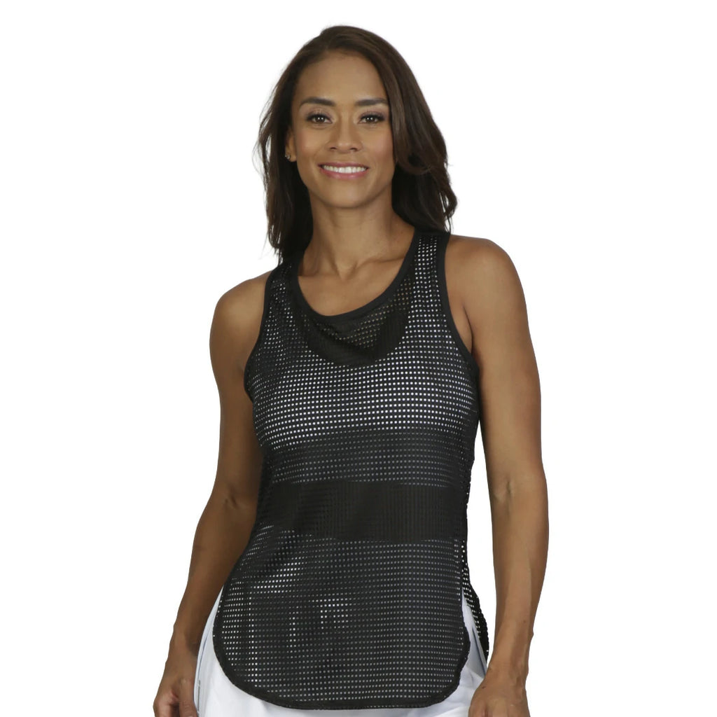 Camiseta negra sin mangas tipo mesh BÁSICOS