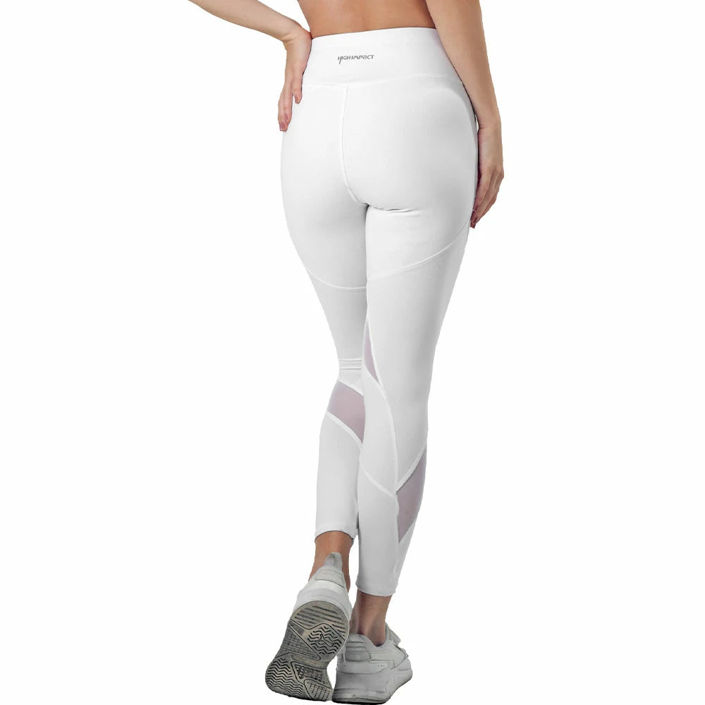 CAPRI DEPORTIVO PARA DAMA SOPORTE ABDOMINAL CON TRANSPARENCIAS ARMONIOSAS EN COLOR BLANCO - HIGH IMPACT
