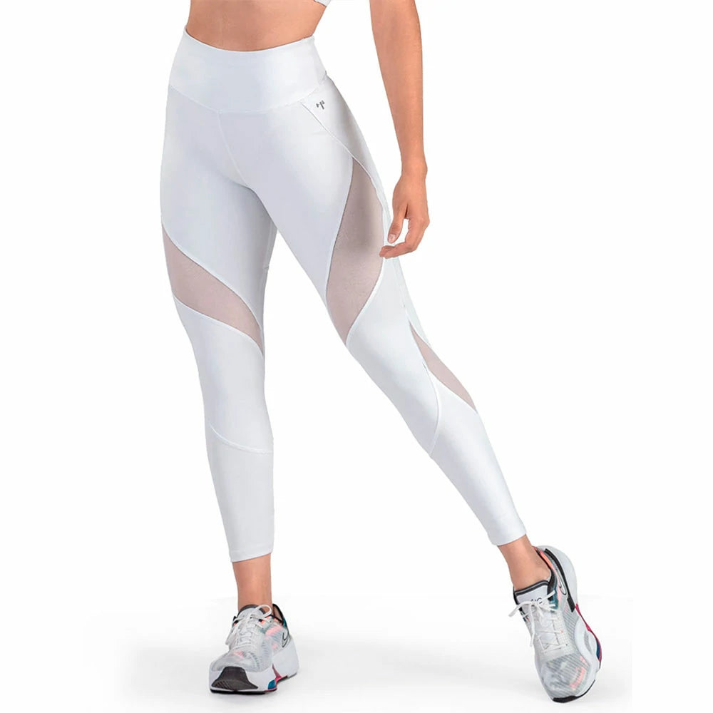 CAPRI DEPORTIVO PARA DAMA SOPORTE ABDOMINAL CON TRANSPARENCIAS ARMONIOSAS EN COLOR BLANCO - HIGH IMPACT