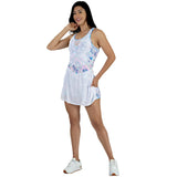 VESTIDO DEPORTIVO PARA DAMA FALDA LIBRE CAIDA CON SHORT Y ESCOTE EN ESPALDA EN COLOR BLANCO CON ESTAMPADO KALEI - HIGH IMPACT