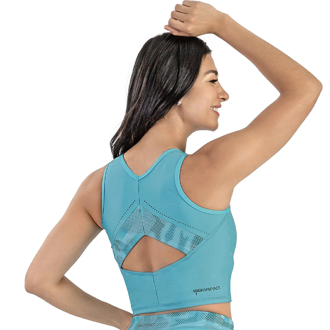 Crop top support bra con detalles corte-láser Speck High Impact