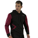 SUDADERA PARA CABALLERO CON BOLSILLOS LATERALES Y CAPUCHA CON JARETA EN COLOR NEGRO/ROJO - HIGH IMPACT