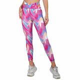 LEGGINGS DEPORTIVOS ROSA ESTAMPADO PARA DAMA CON PRETINA DOBLE PARA CONTROL DE ABDOMEN Y BOLSILLO OCULTO BARREL - HIGH IMPACT