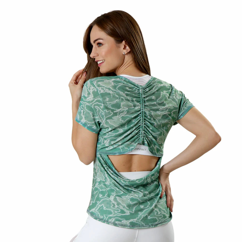 Camiseta deportiva estampada manga corta Flex High Impact