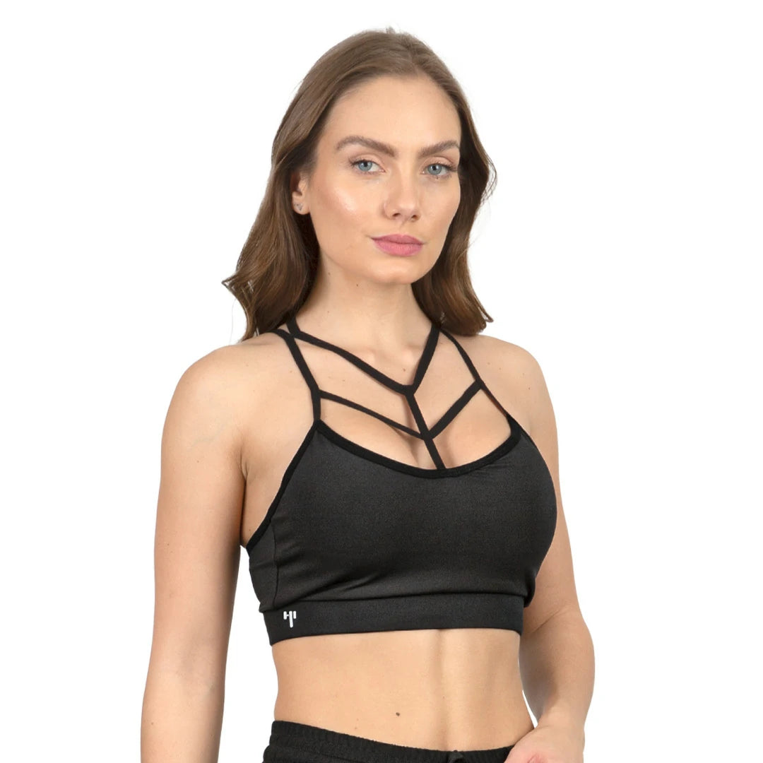 Top corto negro con tirates Básicos