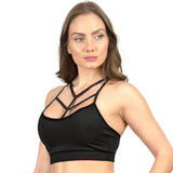 Top corto negro con tirates Básicos