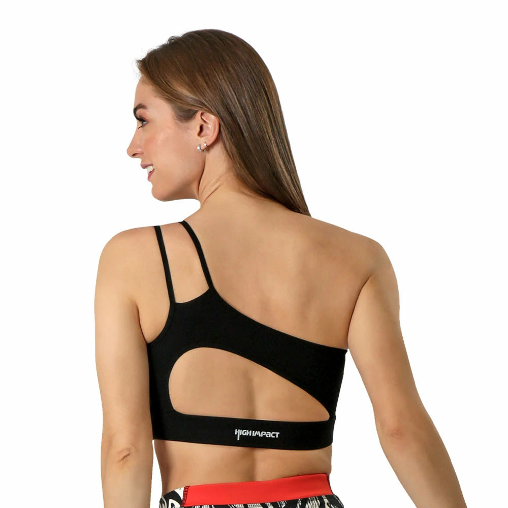 Top corto support bra deportivo asimétrico Flux High Impact