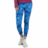LEGGINGS DEPORTIVOS PARA DAMA ESPECIAL NAVIDEÑO CON ESTAMPADO DE COPOS EN TONOS AZULES - HIGH IMPACT
