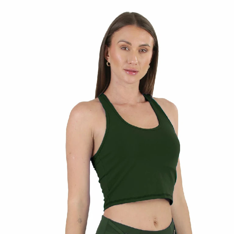 Top crop verde con argollas especial navidad