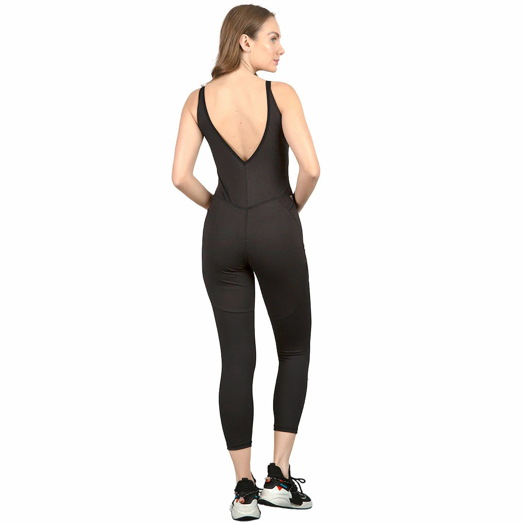 Unitardo negro con mesh básico