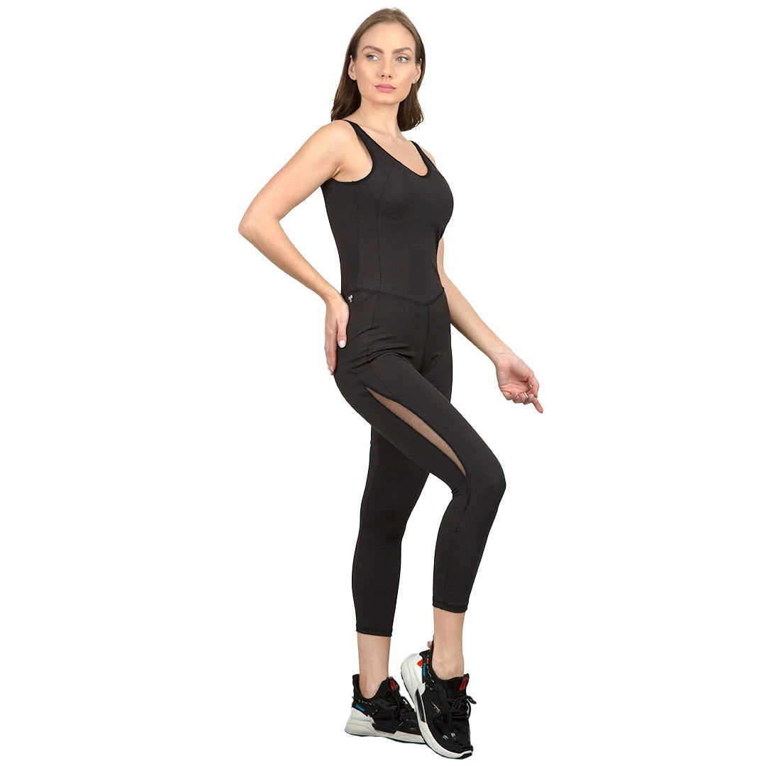 Unitardo negro con mesh básico