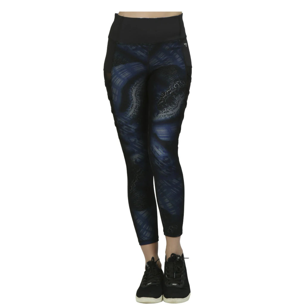 Leggings estampado azul con paneles mesh laterales BÁSICOS
