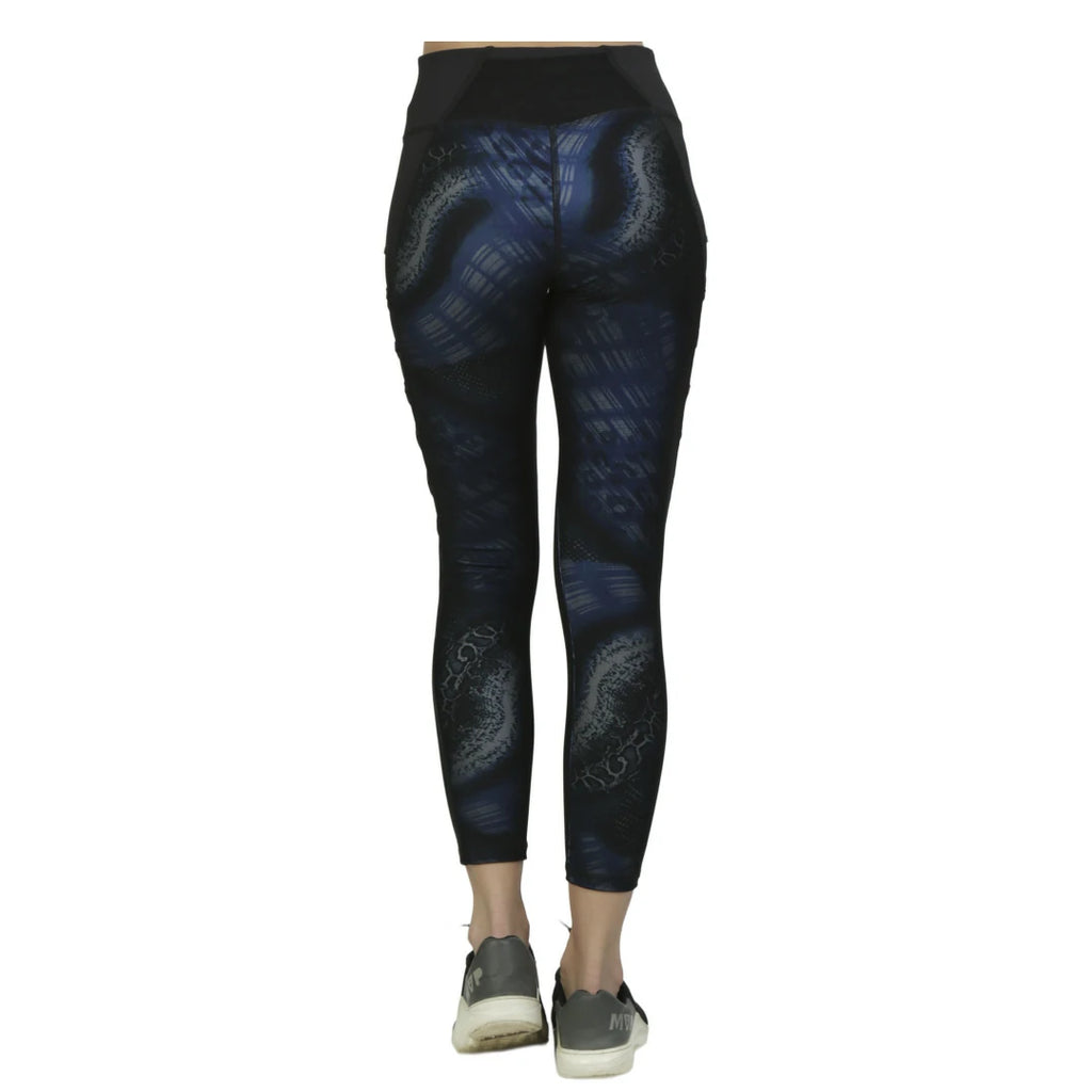 Leggings estampado azul con paneles mesh laterales BÁSICOS