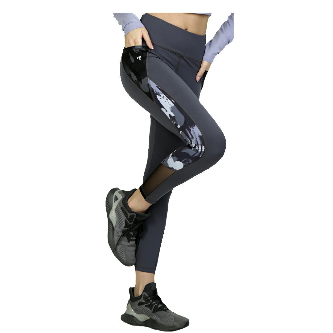 NICKER DEPORTIVO GRIS CON TRASNPARENCIA PARA DAMA CON PRETINA PARA SOPORTE ABDOMINAL  ENIGMATIC - HIGH IMPACT