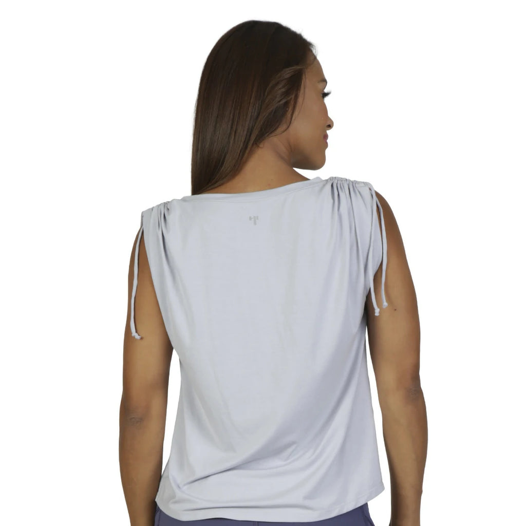 Camiseta morada sin mangas con lazos en hombros UP AGAIN