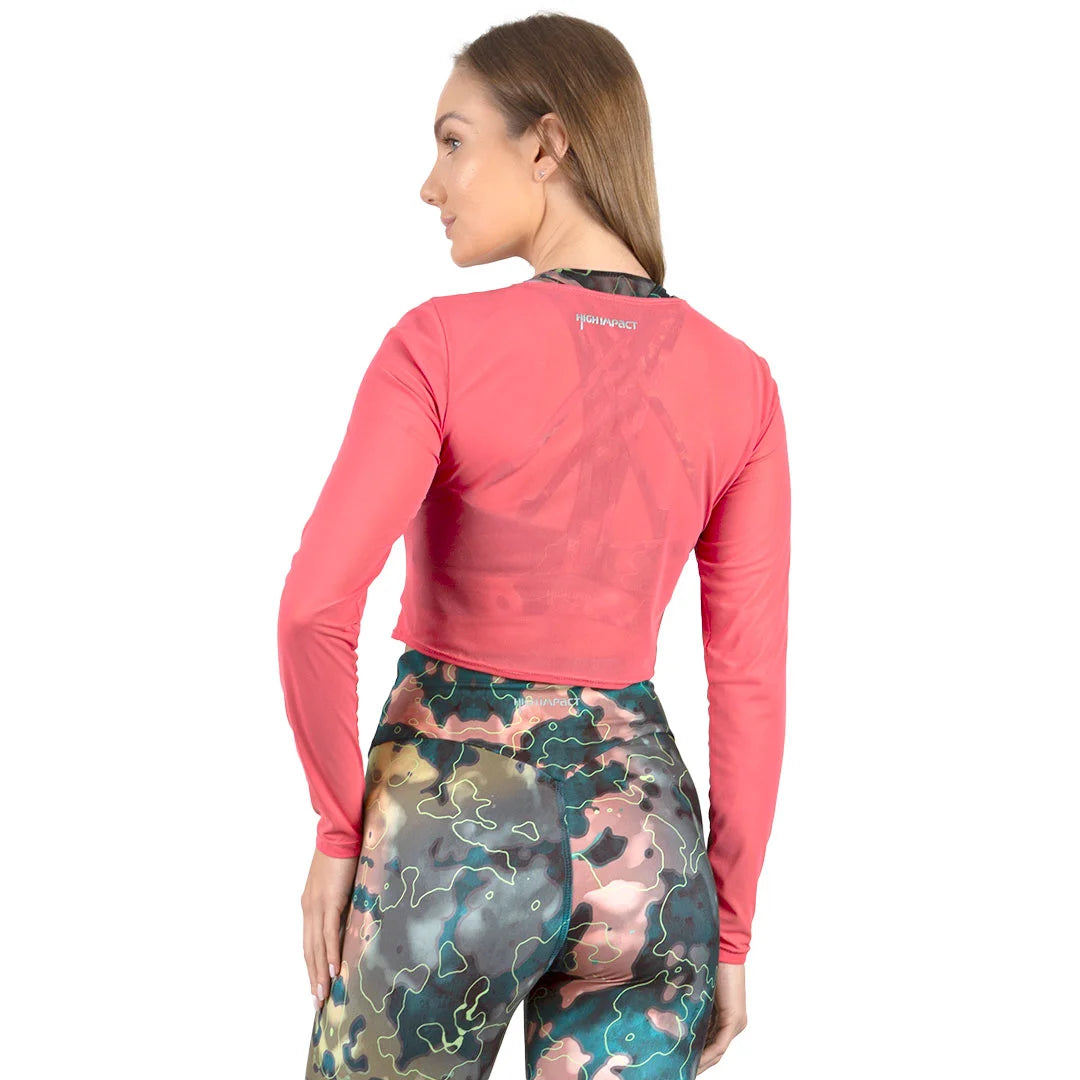 Camiseta de mesh rosa con manga larga Ramà High Impact