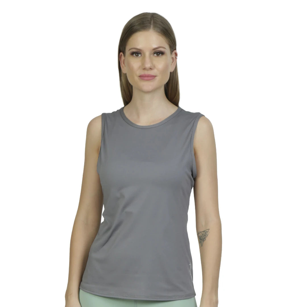 Camiseta gris sin mangas corte recto TWIST
