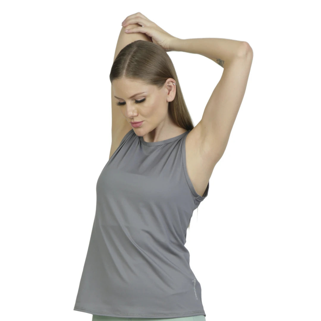 Camiseta gris sin mangas corte recto TWIST