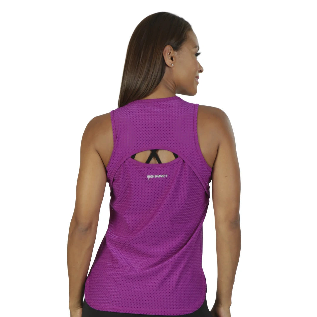 Camiseta morada sin mangas y sisas amplias WILD