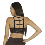TOP CORTO  CAFE DEPORTIVO PARA DAMA SOPORTE MEDIO CON TIRANTES CRUZADOS AL FRENTE Y EN ESPALDA INTER - HIGH IMPACT