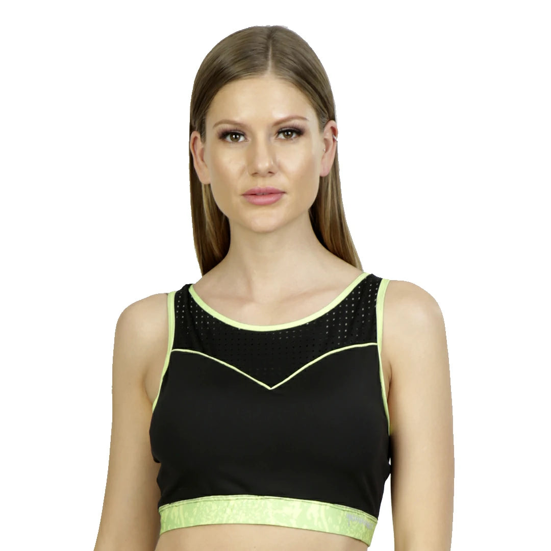 Top corto panel malla GREEN GLOW