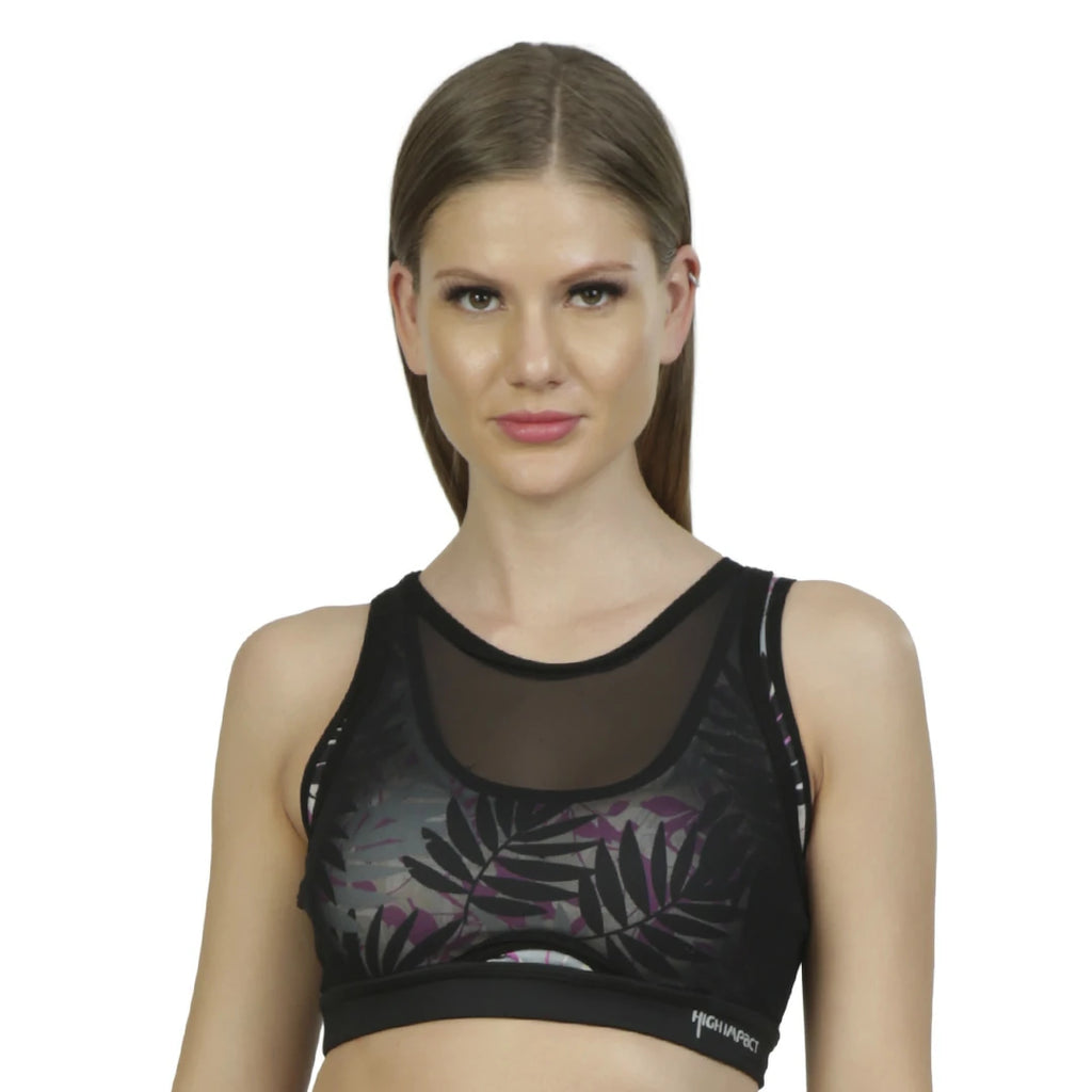 Top corto negro con escote en V y espalda deportiva WILD