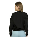 SUDADERA  NEGRA CORTA PARA DAMA CON NUDO FRONTAL CUELLO REDONDO  DRISHTI - HIGH IMPACT