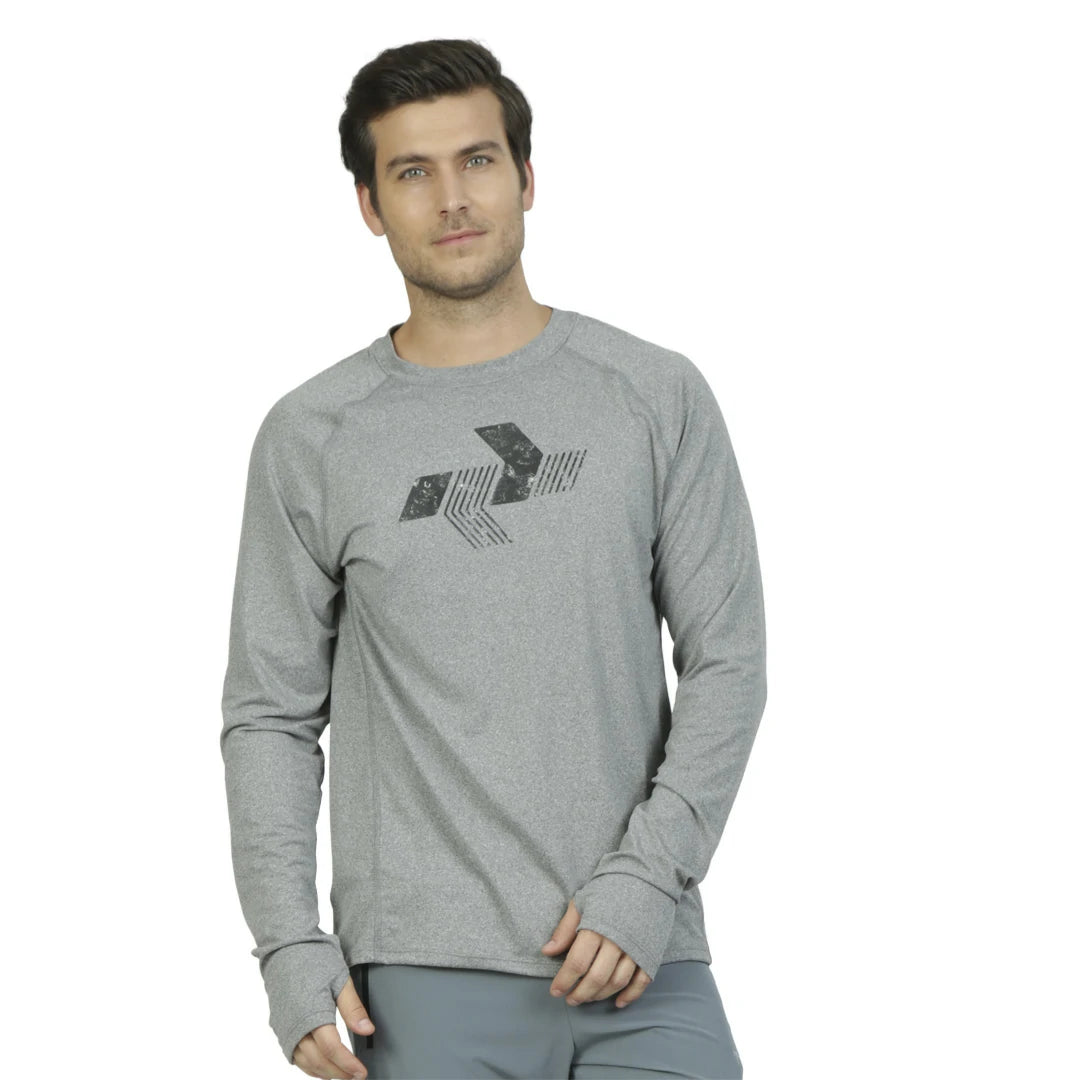 CAMISETA MANGA LARGA GRIS PARA CABALLERO TEXTURA EXTRA SUAVE -  HIGH IMPACT