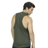 CAMISETA VERDE OLIVO SIN MANGAS PARA CABALLERO CORTE RECTO - HIGH IMPACT