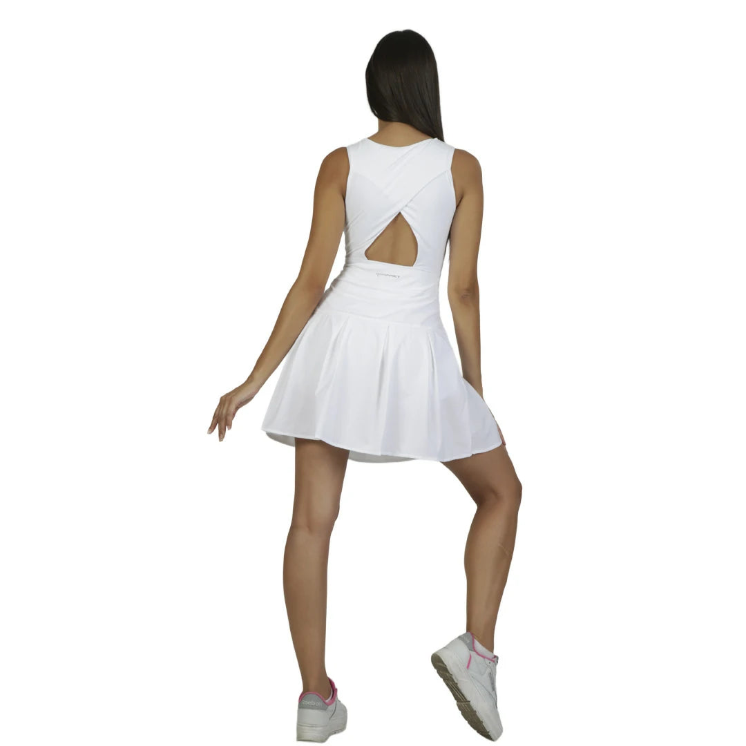 Vestido blanco deportivo con falda amplia SWIFT
