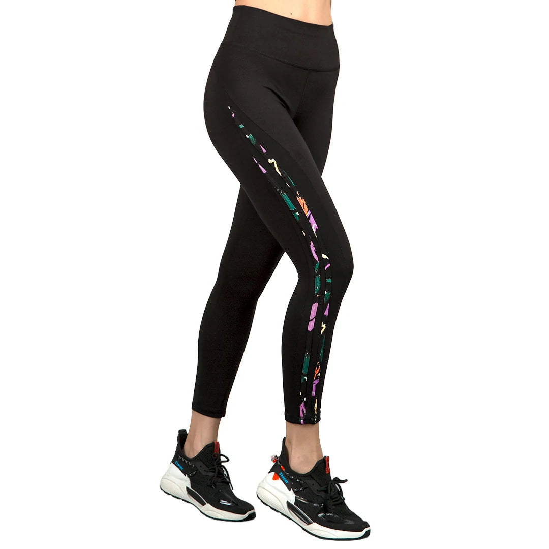 Capri deportivo negro con bies estampado TULIP