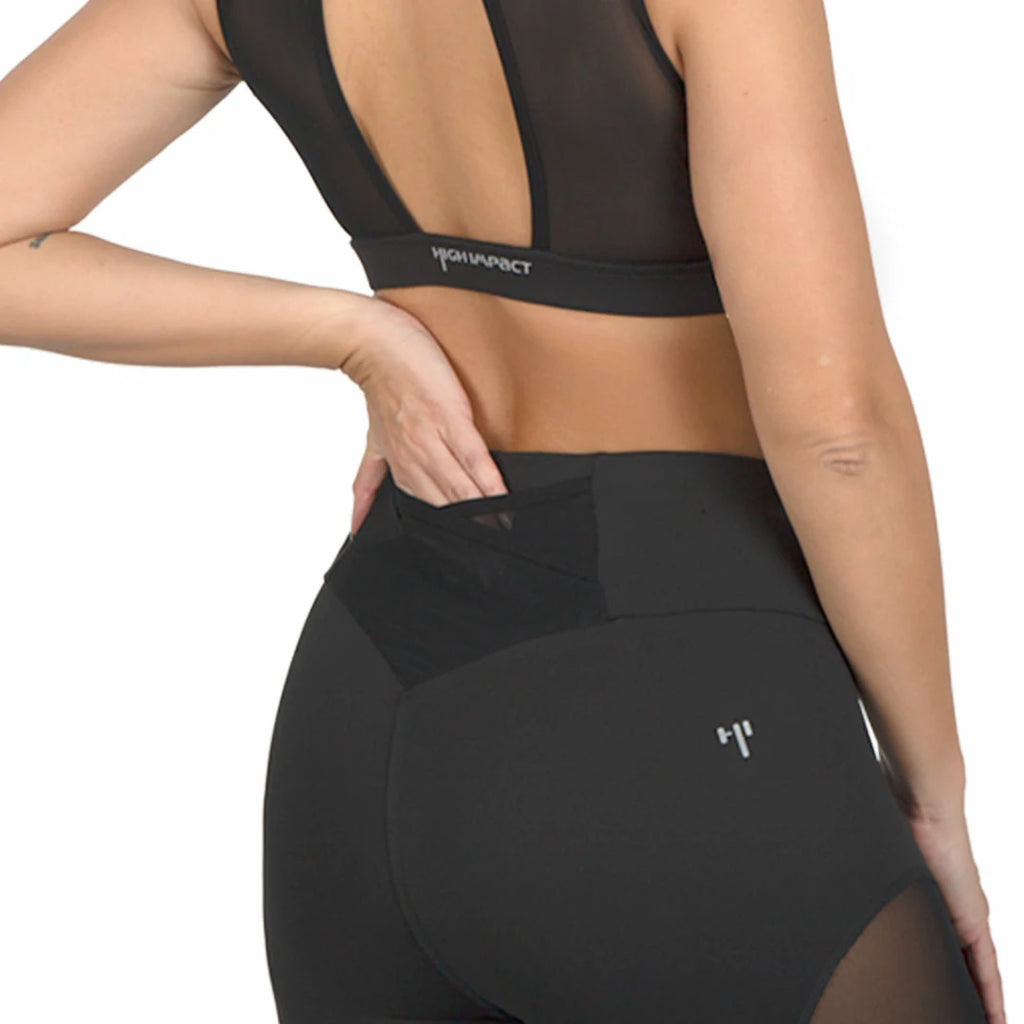 Leggings negros con mesh Básicos
