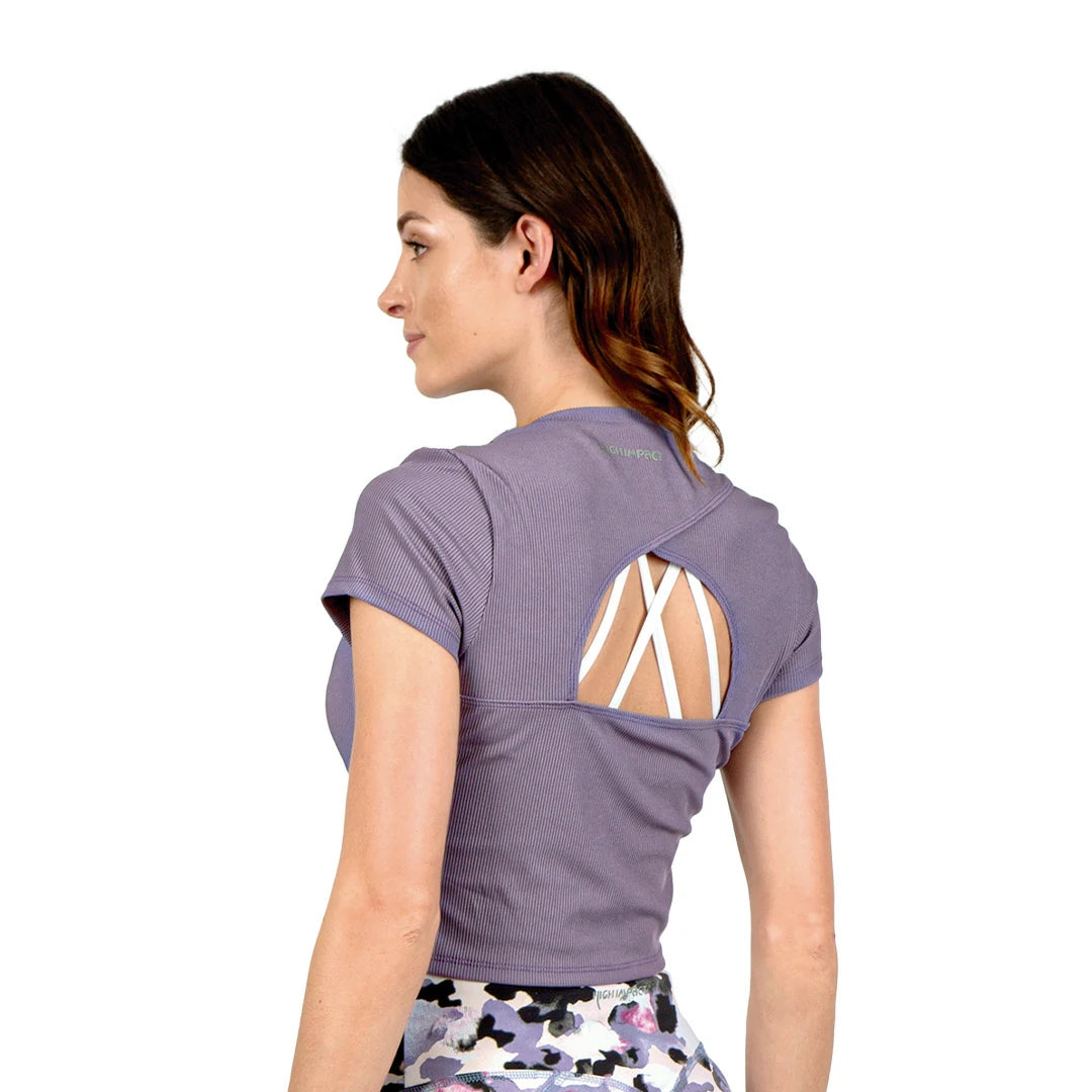 Camiseta lila crop AURA