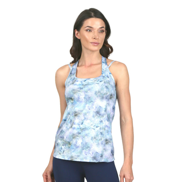 Top largo con estampado Inspire con detalle azul trasero