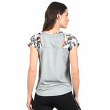 Camiseta Gris Romantic manga estampada corta