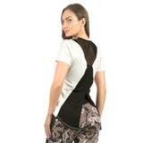 Camiseta manga corta beige con apertura en la espalda Stiniva