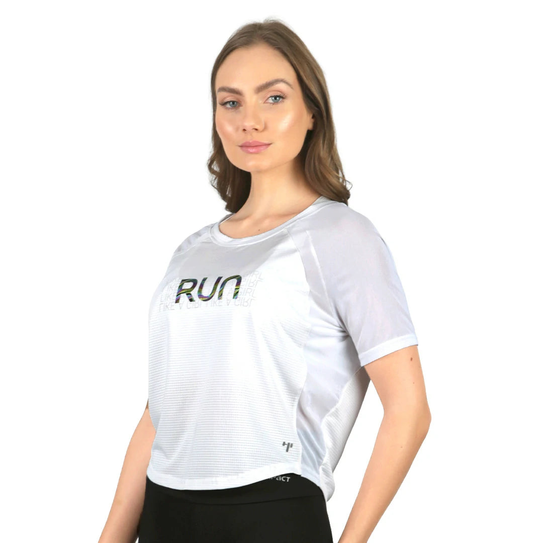 Camiseta manga corta blanca con estampado Run Spectra